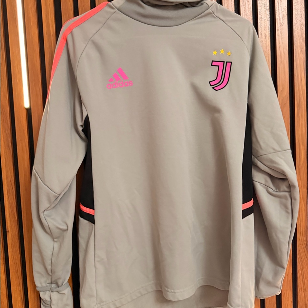 Adidas Gray Hoodie with Blue Tag